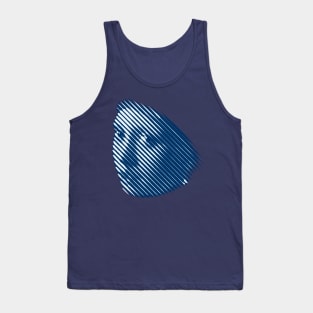 Girl with Pearl Earring in Diagonal Blue Stripes Tank Top